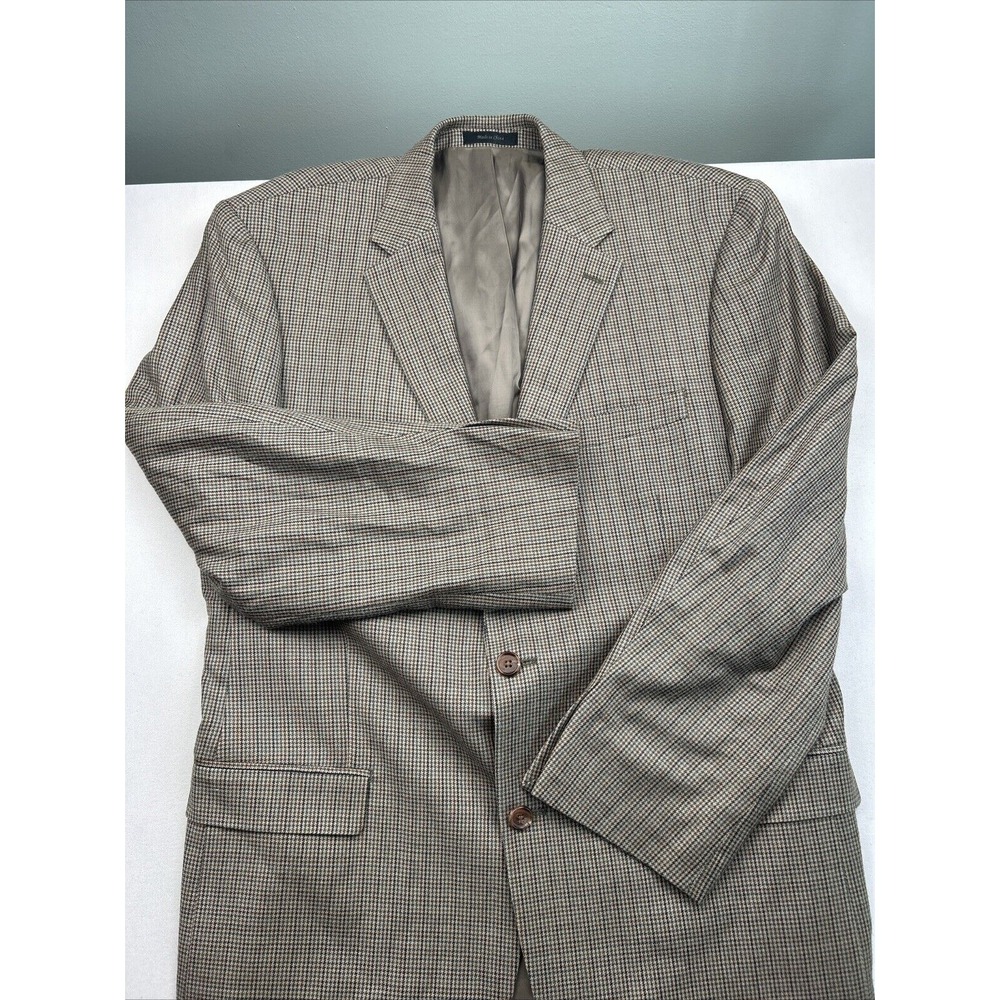 44L Lauren Ralph Lauren Mens‎ 2 Button Silk Wool Blazer Sport Coat Houndstooth